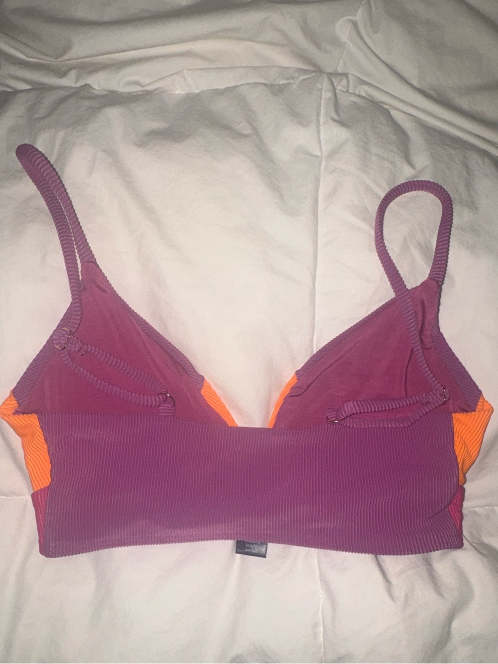 NWT Beach Riot Purple Orange Pink Ribbed Triangle Bikini Top - Picture 2 of 4
